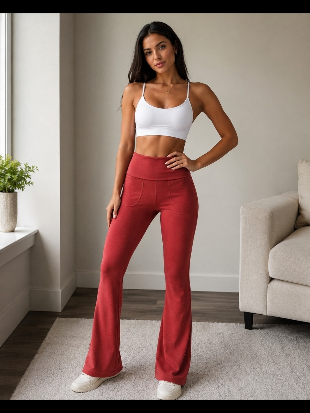HALARA High-Waist Flare Leggings in Redish Copper